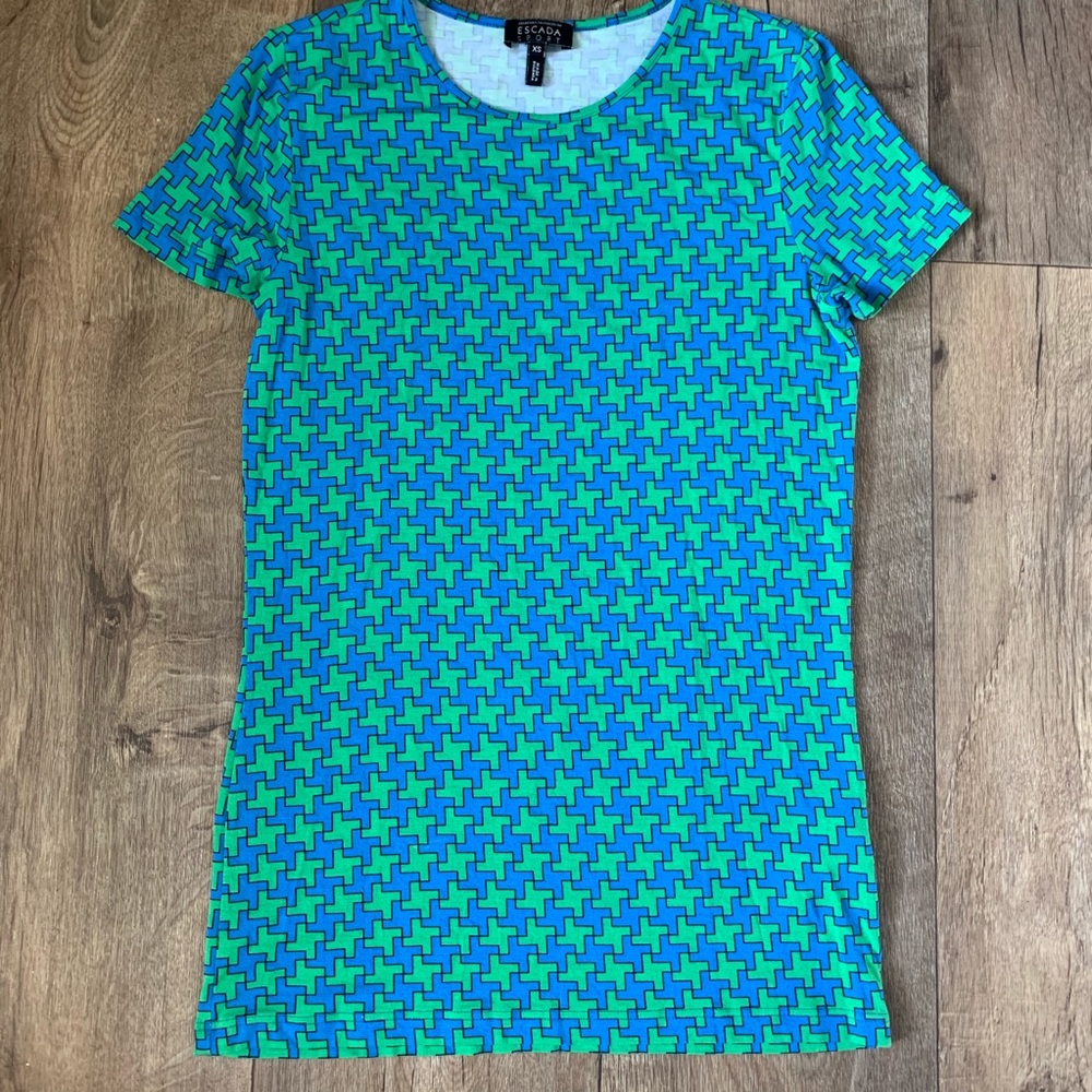 Escada Sport Blue Green Digital Print Tee